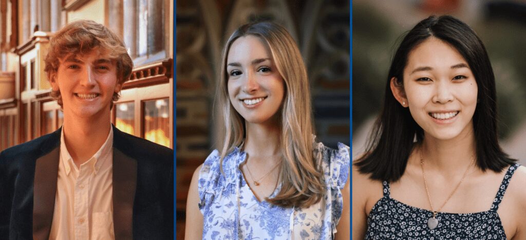 Headshots of the 2023 LAPI Fellows from left to right: Oliver Hess, Olivia Rosner, and Melody Tzang